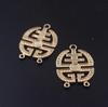 Shangjia aretes colgantes redondos de la suerte de cobre antiguo tallado a mano chapado en oro, horquilla, accesorios para el cabello
