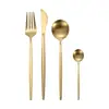 Juego de vajilla mate portugués de Amazon, dorado de aspecto elegante, para hotel, restaurante, bistec, cuchillo, tenedor y cuchara de acero inoxidable