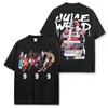 Camiseta de manga corta lavada estampada de hip-hop americano transfronterizo Juice wrld Cuello redondo holgada casual Sudadera con capucha para hombre