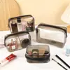Listo para Stock Transfronterizo Bolsa Transparente de PVC con Cremallera Bolsa de Cosméticos Engrosada Bolsa de Almacenamiento Portátil de Viaje Impermeable a Prueba de Polvo Neceser