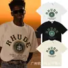 Exportación Transfronteriza Marca de Moda Americana Rhude Diseño Camisetas de Manga Corta para Hombre y Mujer High Street Sueltas Casuales Algodón Puro Estampadas