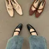 Zapatos Mary Jane Elegantes de Tacón Bajo de Nicho para Mujer 2024 Primavera Nuevos Zapatos de Vestir Cuadrados Marrones