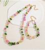 Conjunto de cadena de clavícula con cuentas de piedra natural irregular, directo de fábrica, nuevo, hecho a mano, collar y pulsera de cobre con cuentas de color
