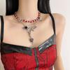 Collar con Colgante de Corazón de Flor de Subcultura de Diseño Nicho para Mujer Choker Diablo Gótico Apilado Grava Cadena Clavícula