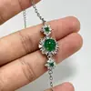 Pulseira de calcedônia verde gelo totalmente cravejada com diamantes, pulseira de ágata, novo estilo nacional chinês, joalheria feminina, presente