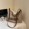 Bolsa Transversal Casual com Carta de Comércio Exterior Transfronteiriço, Bolsa de Ombro Elegante e Versátil para o Trabalho, Bolsa de Ombro Tipo Saco Simples de Grande Capacidade