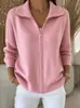 2026 Novo Cardigã de Tricô Europeu e Americano com Gola Lapela Outono e Inverno Listrado Cor Sólida Casual Moda Feminina