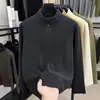 Moda Otoño/Invierno 2026 Nueva Sudadera de Manga Larga con Cuello Alto para Hombre, Informal de Moda, Color Sólido, Elegante, Camiseta Térmica de Base