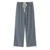 Pantalones casuales de pierna ancha para estar en casa, nuevo estilo de verano, tiro bajo, sexy, adelgazantes, con rayas de color contrastante, pantalones de largo completo