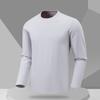 Estilo Nuevo Sin Costuras Prensado Color Puro Cuello Redondo Drapeado Sedoso Elástico Deportivo Manga Larga Camiseta Base para Hombre Camiseta de Manga Larga para Hombre