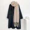 Cachecol de Lã Mohair Liso para Outono e Inverno para Mulheres, Estilo Coreano, Moderno, Versátil, Engrossado, Quente, Cachecol com Franjas, Xale para Mulheres, Atacado