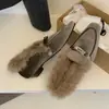 Mocasines Retro Franceses de Tacón Bajo para Mujer Zapatos 2026 Otoño/Invierno Nuevo Estilo Zapatos de Algodón con Felpa