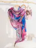 Lenço de Seda Moda Feminina Novo Alta Qualidade Estampado Colorido Xale Verão Versátil Fino Protetor Solar Lenço de Pescoço Lenço da Moda
