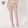 Meia-calça de Malha Degradê com Strass Hotfix, Meias Divertidas com Abertura no Gancho, Inseríveis e Usáveis, Meias de Comércio Exterior Transfronteiriço Femininas, Anti-Puxões
