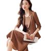 Conjunto de Vestido Social Feminino Elegante e da Moda 2025 Novo Terno de Primavera e Outono com Vestido Camisola Conjunto de Duas Peças