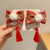 Grampo de Cabelo Vermelho de Ano Novo para Meninas, Presilha de Cabelo Infantil Fofa Estilo Antigo, Acessório de Cabeça Festivo de Ano Novo, Grampo de Cabelo com Atmosfera Alegre, Acessório de Cabelo