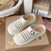 Pantuflas de Suela Gruesa para Mujer, Versátiles para Exteriores de Primavera y Verano, Tejido Hueco Cerrado en la Punta, Medias Pantuflas de Playa, Zapatos sin Cordones Antideslizantes Adecuados para Usar al Aire Libre