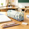 Estuche para Lápices Estudiante Estilo Nuevo Lazo Transfronterizo, Bolsa de Almacenamiento Pequeña Floral Simple, Organizador de Escritorio de Gran Capacidad para Papelería