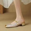 Sandalias Cerradas Bordadas Vintage para Mujer, Nuevo Estilo Verano 2026, Elegantes y Adecuadas para Combinar con Vestidos, Mules sin Cierre de Tacón Medio para Uso en Exteriores
