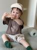 Conjunto de Camisetas de Manga Curta de Verão para Crianças, Estilo Fino, Roupa de Verão para Bebê 2026, Conjunto de Shorts Listrados para Meninos Estilo Coreano