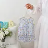 Pijama de Verão Infantil, Roupa de Casa Respirável de Liocel para Meninos, Conjunto de Shorts com Regata Floral para Meninas, Traje Sem Mangas de Seda de Algodão