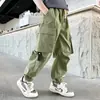 Z977 Calça Casual Infantil Early Yang 2024 Média e Grande com Barra Ajustada para Verão Calças Finas para Meninos Calça de Trabalho com Bolso Grande