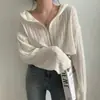Jaqueta Cardigan de Tricô Fina com Capuz Versátil Chic Dongdaemun Coreano Proteção Solar Manga Longa para Mulheres