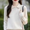 Gola Boneca Meio Aberto Moda Versátil Suéter 100% Lã Primavera e Outono 2025 Cor Sólida Top Suéter de Tricô Camisa Base