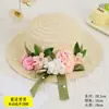 Día del Maestro Sombrero de Paja Floral Hecho a Mano Materiales DIY Sombrero Estilo Francés con Flores Secas Sombrilla Sombrero de Sol para Adultos Actividad de Calentamiento
