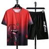 Nuevo Traje Degradado de Seda de Hielo de Secado Rápido para Hombre, Camiseta de Manga Corta de Verano, Shorts Casuales, Conjunto Deportivo de Dos Piezas, Ropa para Hombre Guapo