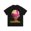 Camiseta de manga larga lavada con efecto desgastado y estampado de rap americano para hombre y mujer, marca de moda de hip hop, camiseta de manga corta de gran tamaño