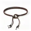 Cinturón tejido vintage para mujer, cordón decorativo de cintura para vestido, cadena de cintura con borla y cuentas de madera, accesorios para la ropa, al por mayor en stock