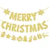 Juego de 3 Piezas de Feliz Navidad de Banderines Navideños Brillantes para Fiesta y Decoraciones de Muñeco de Nieve