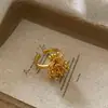 Anillo Abierto de Metal con Diseño de Nicho Estilo Coreano de Fuegos Artificiales Tridimensionales, Lujo Ligero, Moderno, Anillo de Dedo Índice de Alta Gama para Mujer