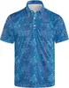 Bestseller de verão transfronteiriço: Camisa polo masculina de manga curta, com estampa digital 3D all-over, corte solto, casual, esportiva e moderna