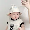 Gorra de pescador para bebé verano malla fina transpirable sombrero para el sol coche de dibujos animados gorra de cubo para bebé mes pequeño