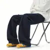 Calças de Moletom Azul Marinho Pesado Estilo Americano para Homens, Colete Acolchoado de Casal da Moda para Outono e Inverno, Calças Casuais Largas de Perna Larga
