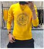 Algodão strass espírito cara pescoço redondo pullover high-end net Moda vermelha all-match moda slim-fit manga comprida camisola camisola roupas masculinas