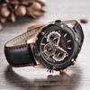Reloj de Hombre MEGIR Moderno Multifuncional Cronógrafo Calendario Cuero Genuino Deportivo Cuarzo Reloj de Hombre 2070