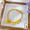 Pulsera trenzada con cuentas de la fortuna pequeña de Dinero de los Cinco Emperadores, Estilo étnico tradicional bañado en oro hecho a mano para hombres y mujeres