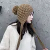 Estilo Coreano Retro Color Protección Auditiva Pura Hecha a Mano Sombrero de Lana para Mujer Otoño e Invierno Cálido Estilo Japonés Gorro de Punto Baotou de Moda Sombrero Lei Feng