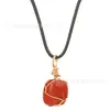 Temu Venta Caliente Colgante de Alambre Dorado Asimétrico Tendencia Piedra Natural Cristal Ágata Piedra Collar Boutique Tk Venta Caliente