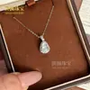 Colgante de Calabaza Gota de Agua de Jade Espuma de Agua Natural 925 Incrustado con Diamante Completo para Mujer, Diseño de Lujo Personalizado de Moda Estilo Chino Nuevo