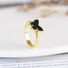 Nueva tendencia creativa versión coreana del anillo de mariposa de piedra sólida con apertura ajustable para mujer Joker fabricantes al por mayor