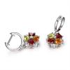 Pendientes Caibao Series Europeos y Americanos de Piedras Preciosas Coloridas Oro de 18K con Citrino Granate Peridoto Joyería