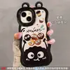 Capa de Celular de Silicone com Design de Bola de Carvão de Desenho Animado para iPhone 17 Pro Max, 16, 14, 12, 15 com Cordão e Suporte, Adequada para Meninas