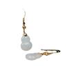 Aretes de Plata Esterlina S925 con Incrustaciones de Jade Blanco Simple Fulu Natural Hotan Aretes de Calabaza Aretes para Mujer
