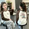 Camiseta Base de Cuello Redondo para Niñas 2026 Nuevo Estilo Ropa Interior para Niños Medianos y Mayores Polar por Ambos Lados Ropa Otoño/Invierno Bloque de Color Manga Larga Tendencia