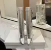 Botas de Falda de Punta Fina Stiletto de Metal con Hebilla de Metal de Gama Alta Europeas y Americanas con Tacones Altos de Pedrería Moda Botas Altas para Mujer