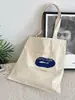 Bolsa Tote de Lona Estampada com Letra Simples E131, Bolsa de Ombro Grande para Estudante, Bolsa de Mão de Lona